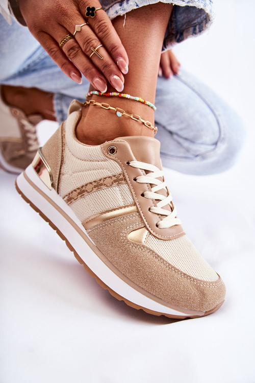 Класичне жіноче спортивне взуття на зав'язках бежеві Elenes