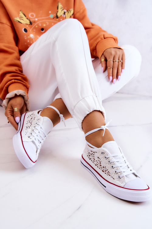 Жіночі тканинні кросівки з ажуром White Venture