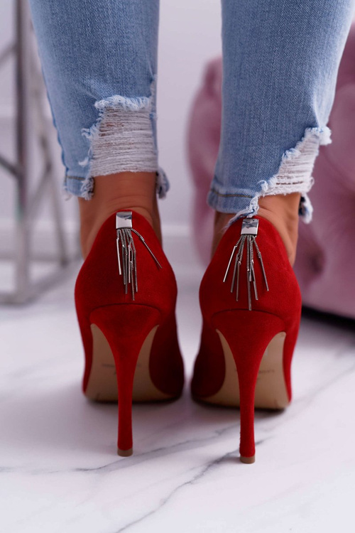 Жіночі туфлі на шпильці Laura Messi 1727 із замшевої шкіри, червоний Валентин