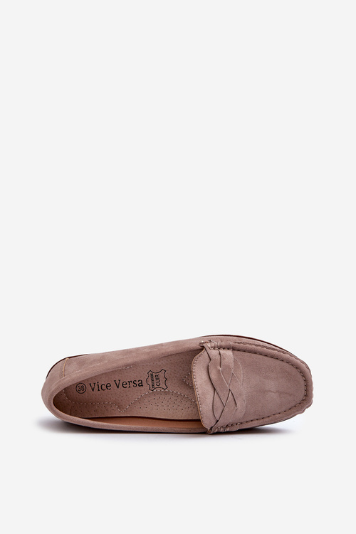 Жіночі темно-бежеві лофери зі штучної замші Nestalia