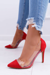 Жіночі туфлі на високих підборах прозорі гострі червоні Live