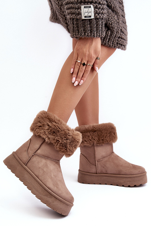 Жіночі бежеві зимові черевики Rainsa на хутряній підкладці