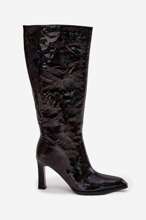 Декоровані лаковані жіночі туфлі D&A MR880-055 чорні