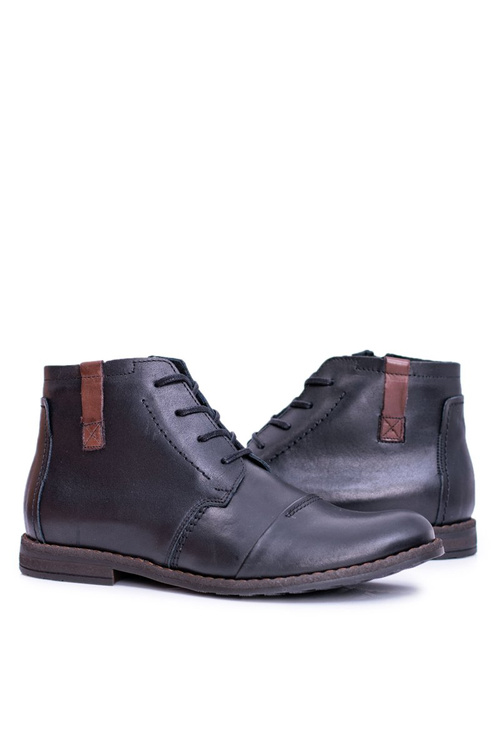 Чоловічі черевики шкіряні чорні натягні Ботинки Testo