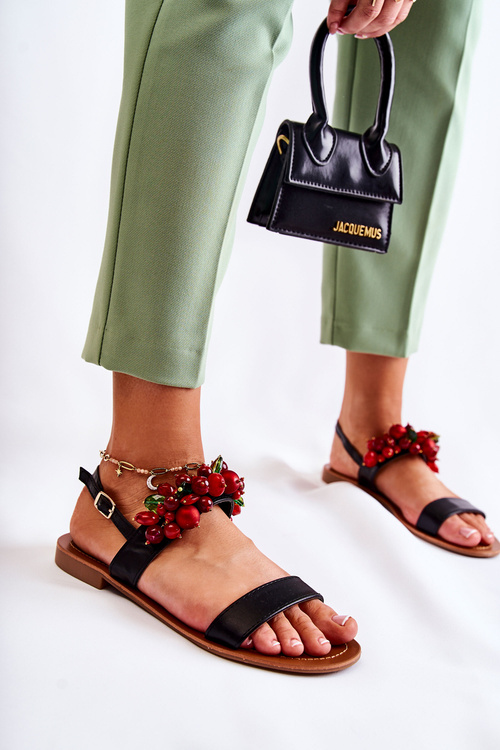 Модні босоніжки з бісером Black Hally