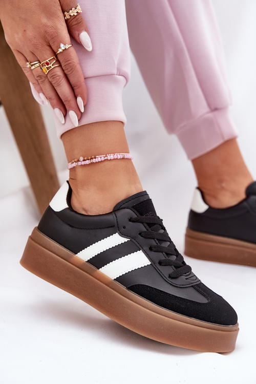 Жіночі Кросівки На Платформі З Еко Шкіри Чорні Elaraven