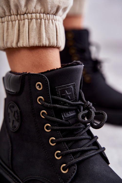 Шкіряні теплі черевики Felizia Trappers чорного кольору