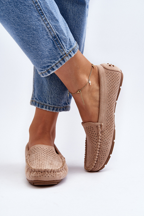 Жіночі ажурні мокасини Бежеві Rasirna