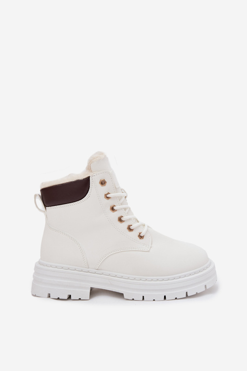 Жіночі Утеплені Черевики На Застібці Білі Tharika