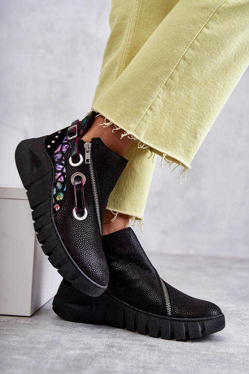 Шкіряні черевики Maciejka з крапками 05660-20 Чорні
