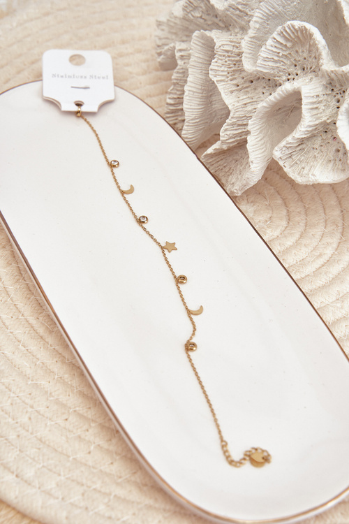 Золотий браслет на щиколотку з місяцями та зірками
