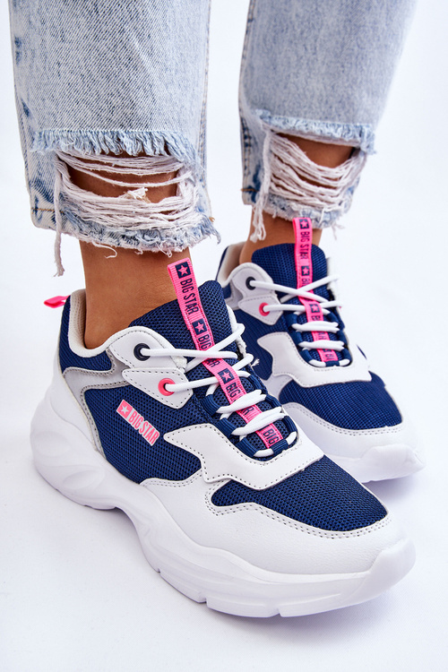 Жіноче легке спортивне взуття Big Star LL274376 біле та темно-синє