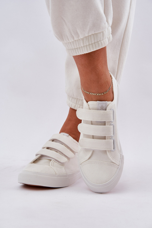 Молодіжні Низькі Кросівки На Липучках Білі Dilan