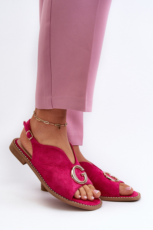 Елегантні жіночі босоніжки з екозамшевим декором S.Barski KV27-058 Фуксія