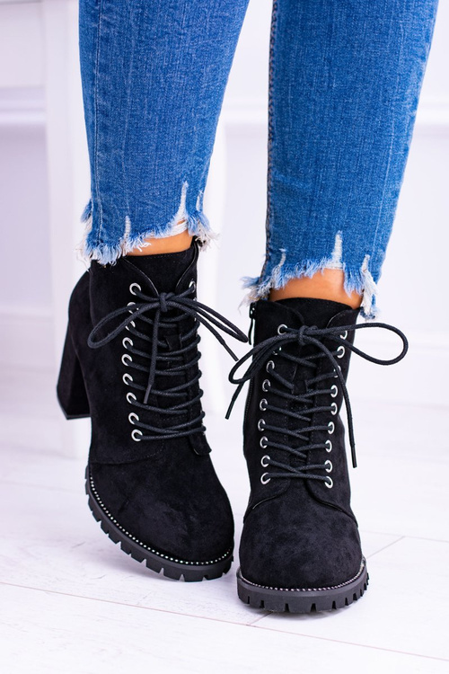 Чорні замшеві черевики на шпильці Lu Boo Zircon Halsey