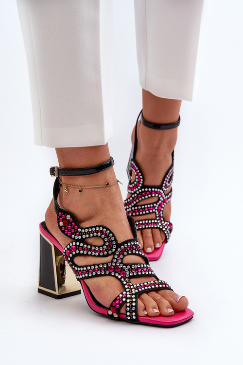 Декоровані жіночі босоніжки на підборах D&A CR952 Чорні