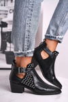 Чоботи жіночі на каблуці чорні Rontra