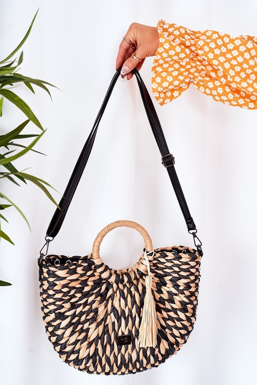 Плетений кошик для сумочки NOBO XK0490 Бежево-чорний