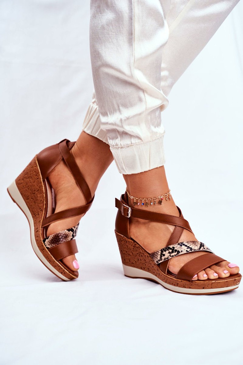 Жіночі босоніжки на танкетці Sergio Leone Brown SK309