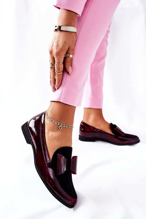 Жіночі броги Лофери Maciejka Leather Marbled Burgundy 04099-33