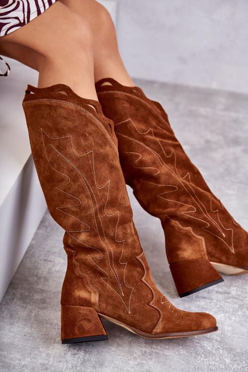 Замшеві чоботи коричневого кольору Andreia