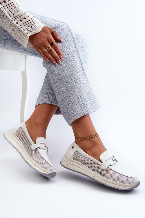 Жіночі шкіряні мокасини D&A TW210 Білі