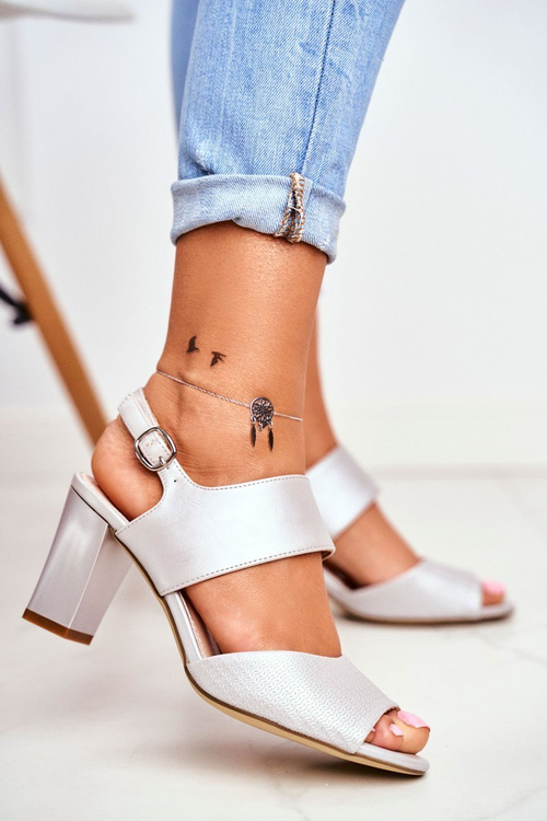 Срібні босоніжки на шпильці Sergio Leone SK778