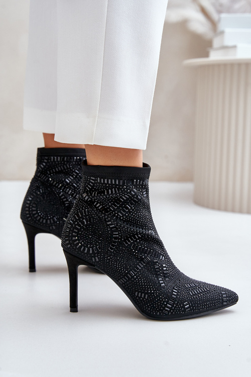 Декоративні чобітки на шпильці S.Barski HY42-161 Чорні