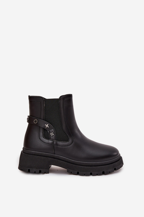 Черевики чоботи на блискавці з декоративними деталями утеплені чорні Verisse