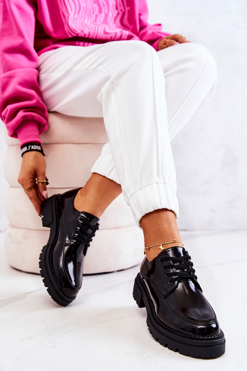 Лаковані туфлі на шнурівці La.Fi Black Joselin