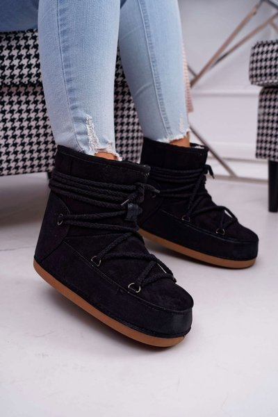 Жіночі зимові черевики флісові утеплені чорні Veme