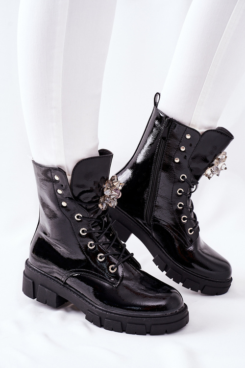 Жіночі плоскі черевики Чорні кристали Tweten