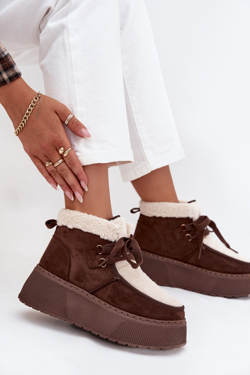 Жіночі сніговики на платформі з хутром коричневі Florivelle