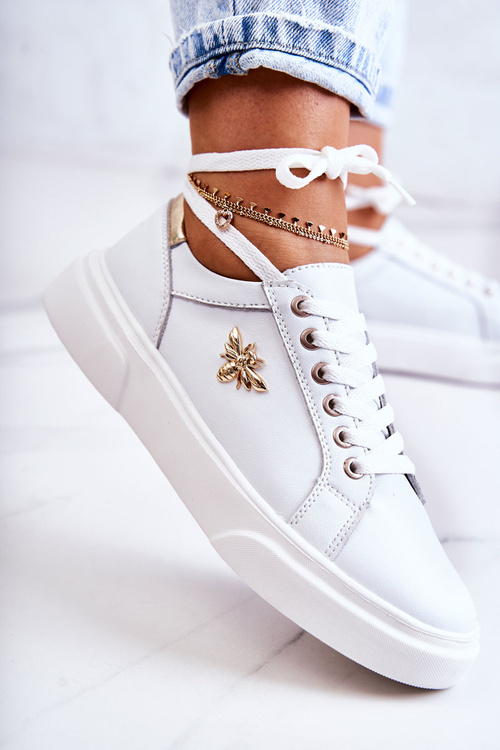 Шкіряне спортивне взуття з білим декором Calerie