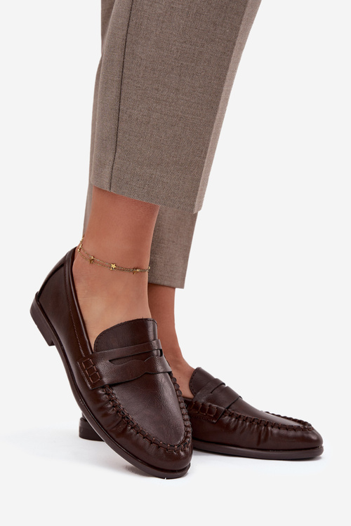 Жіночі мокасини з еко-шкіри коричневі Lilith