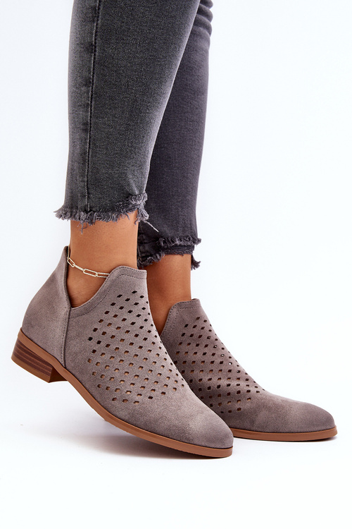 Низькі сірі жіночі ботильйони на підборах Janetris