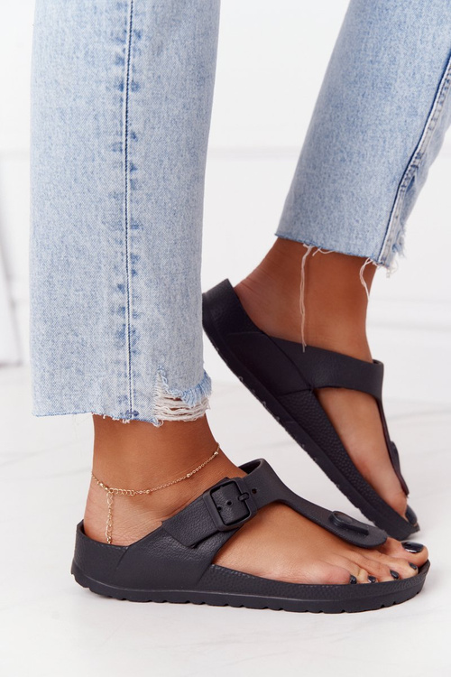 Жіночі гумові тапочки шльопанці Чорні Alma