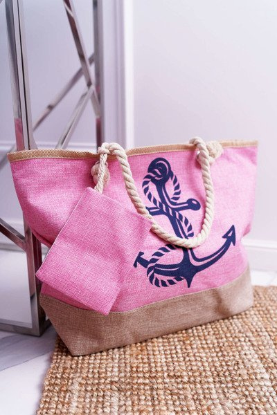 Велика пляжна сумочка рожевого кольору