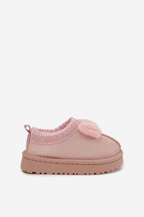 Дитячі зимові черевики з вишивкою та бантиком рожеві Daven