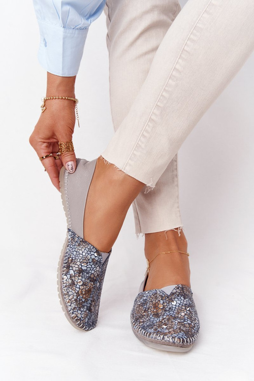 Жіночі шкіряні балетки Maciejka 01930-86 сірі