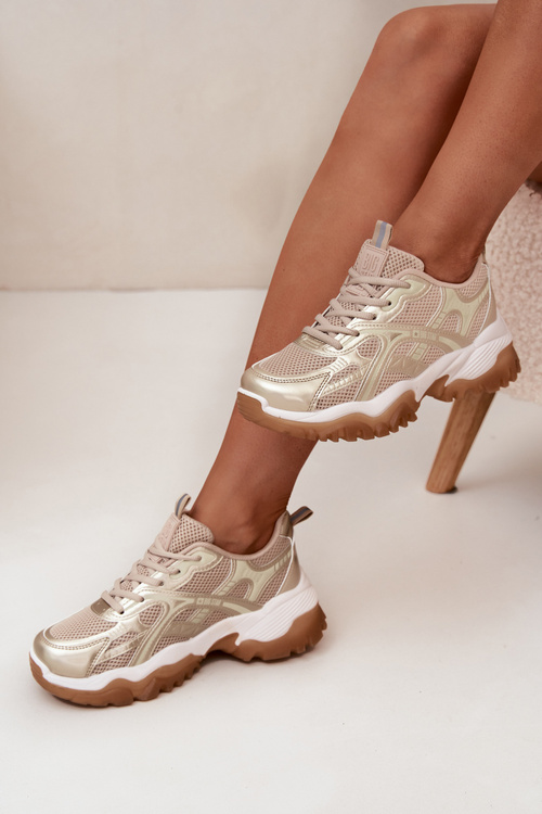 Жіноче Спортивне Взуття Кросівки Big Star SS274014 Бежево-Золоті