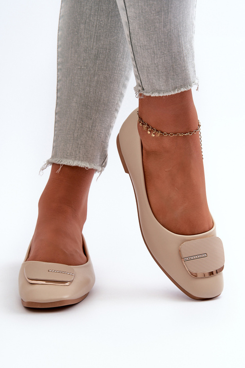 Жіночі балетки з еко шкіри з орнаментом Beige Edoslli
