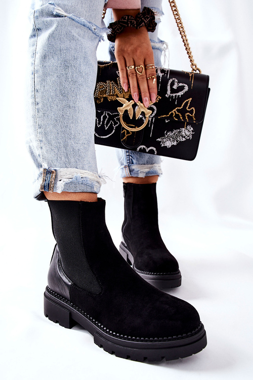 Чоботи утеплені на блискавці Чорні Prestons