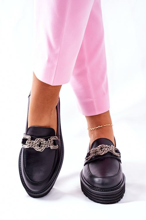 Жіночі броги Лофери шкіряні чорні Laura Messi 2383