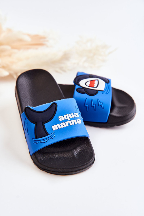 Світлі дитячі тапочки Темно-сині Sharky