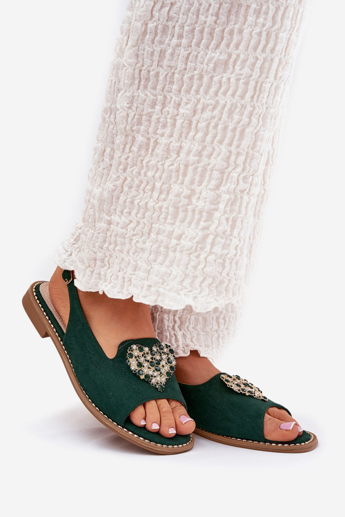 Босоніжки жіночі з золотим декором еко замша S.Barski KV27-059 коричневі