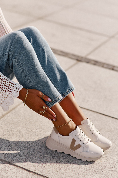 Жіноче шкіряне спортивне взуття Vinceza 7918 Beige