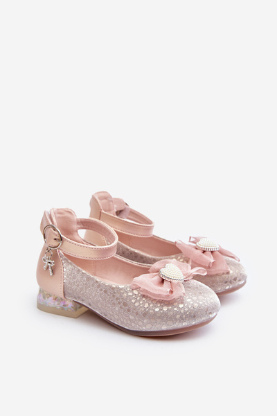 Дитячі балетки з бантом рожеві Nanthea