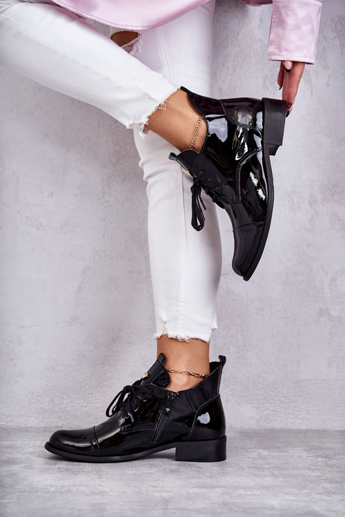 Лаковані чоботи Чоботи на шнурівці Ніколь 2781 Чорні