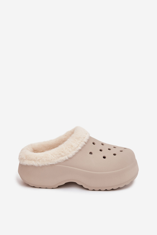 Пінопластові жіночі капці з хутряною підкладкою Khaki Palvine